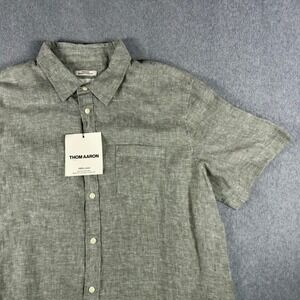 Thom Aaron Men's 100% Linen Button Down Shirt NEW With Tags XXL Green